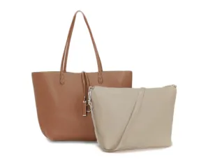 Tan/Cream Reversible Shopper with Handbag