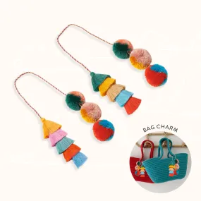 Tassel & Pom Pom Bag Charm Keychain