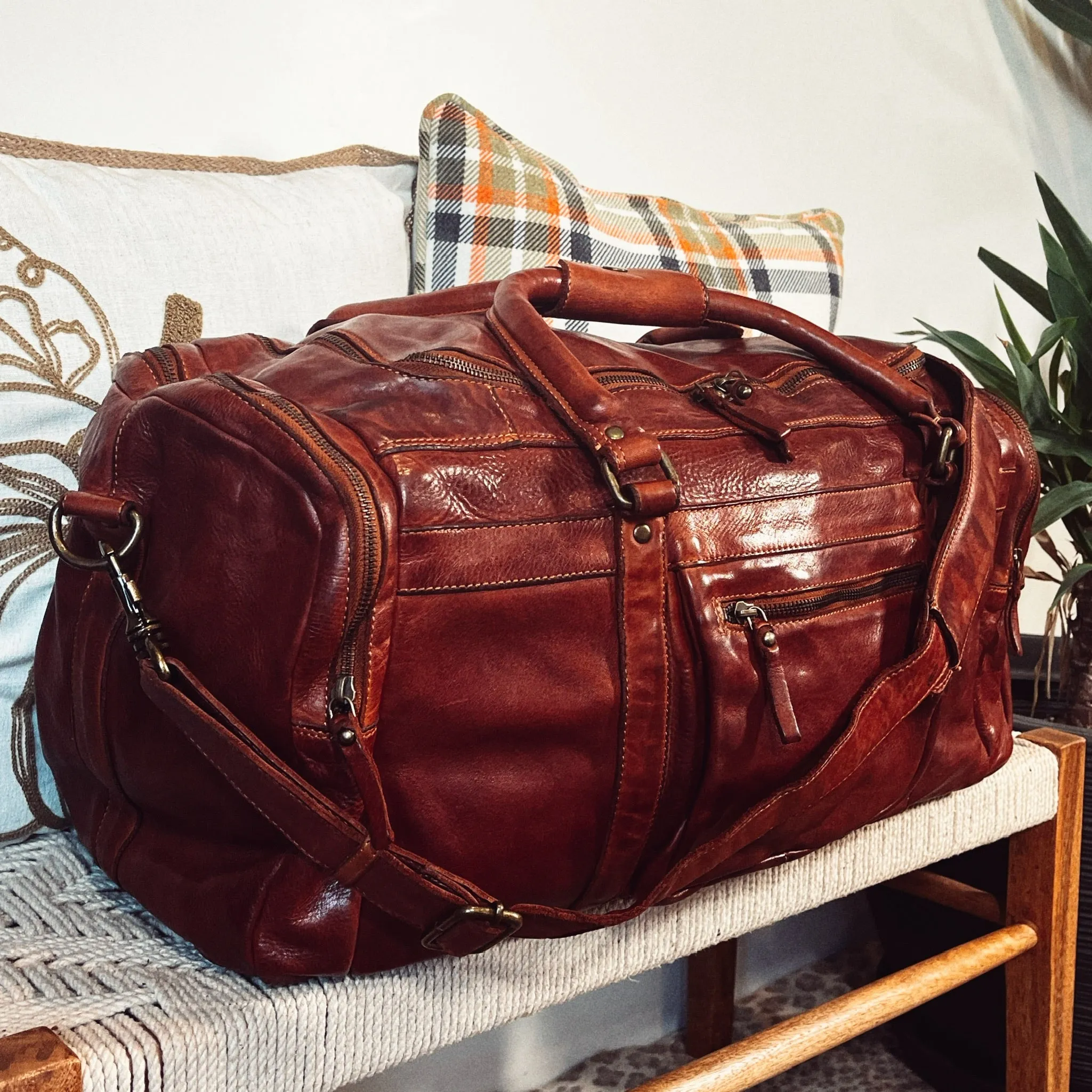 The Heritage Italian Leather Weekender Duffel Bag