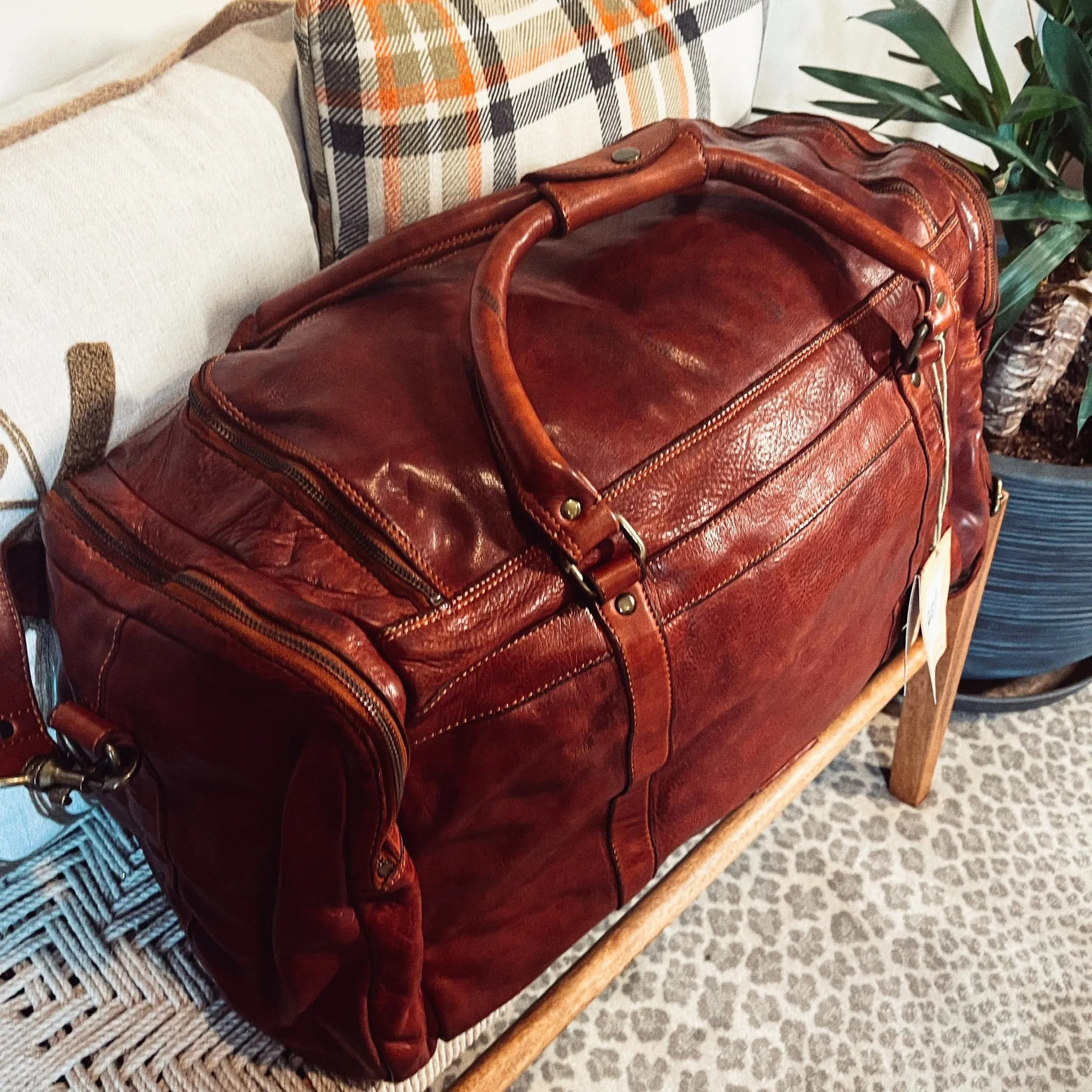 The Heritage Italian Leather Weekender Duffel Bag