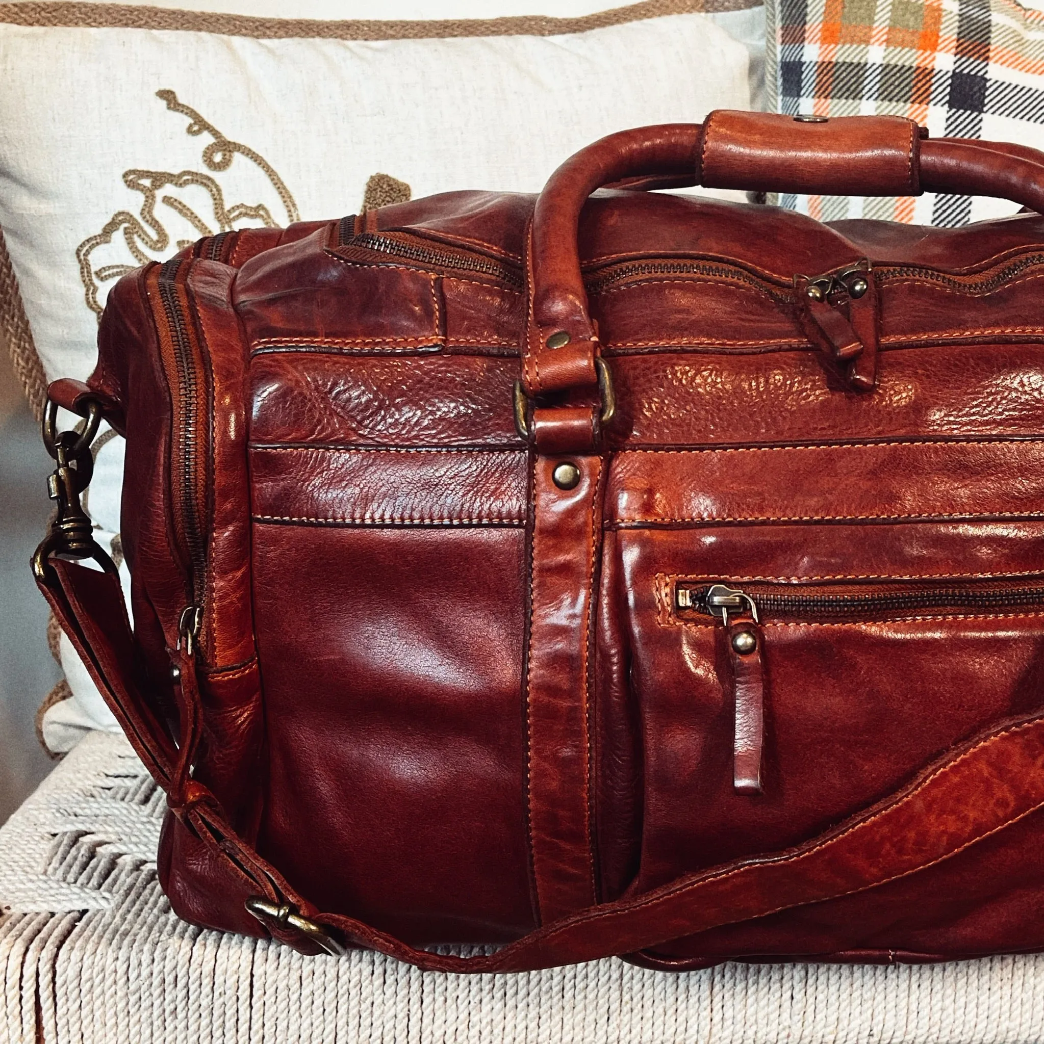 The Heritage Italian Leather Weekender Duffel Bag