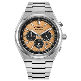 Titanium Eco Drive Salmon Zenshin Chrono Watch by Citizen