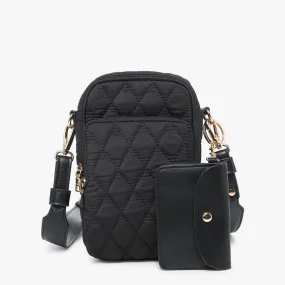 Triple Charm Quilted Crossbody-Black