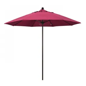 Venture Series 9' Patio Umbrella with Bronze Aluminum Pole Fiberglass Ribs Push Lift and Sunbrella 2A Hot Pink Fabric