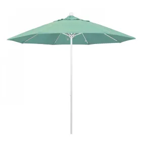 Venture Series 9' Patio Umbrella with Matted White Aluminum Pole Fiberglass Ribs Push Lift and Sunbrella 1A Spectrum Mist Fabric