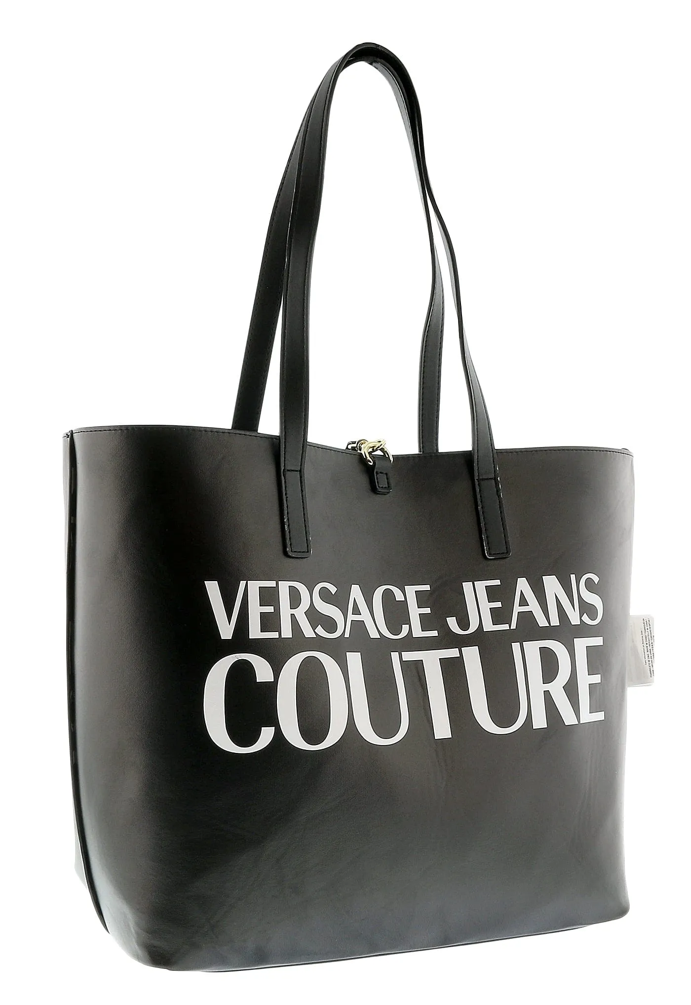 Versace Jeans Couture Black Signature Printed Classic Everyday Large Shopper Tote Bag