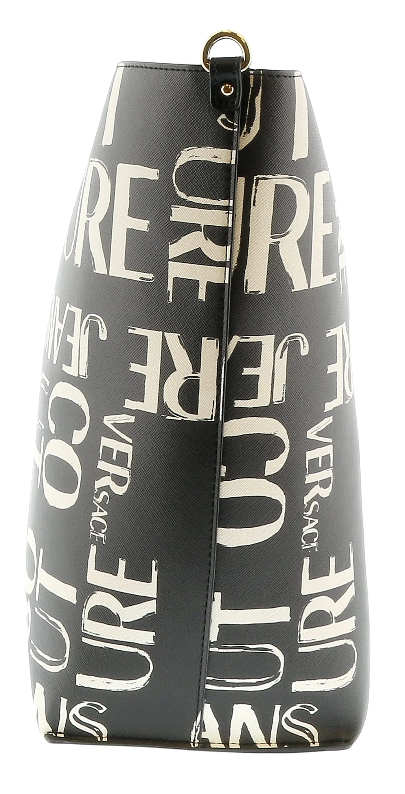 Versace Jeans Couture Black Signature Printed Classic Everyday Large Shopper Tote Bag