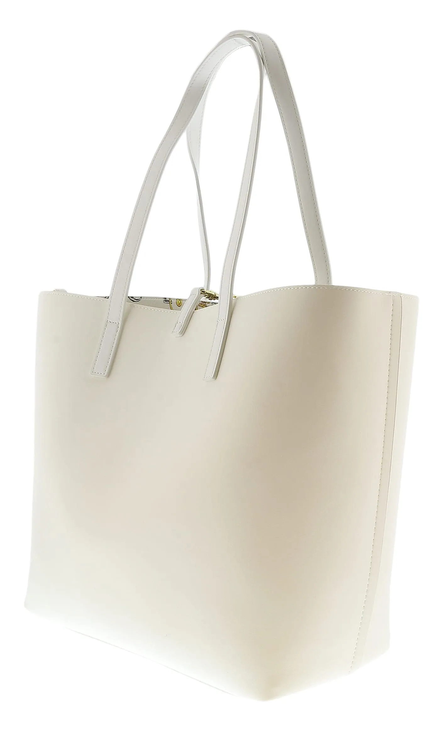 Versace Jeans Couture White Gold Baroque Printed Classic Everyday Large Shopper Tote Bag