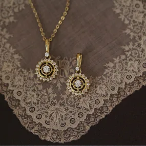 Vintage Dainty 9K Solid Gold CZ Diamond Pendant , Solid Gold Pendant necklace