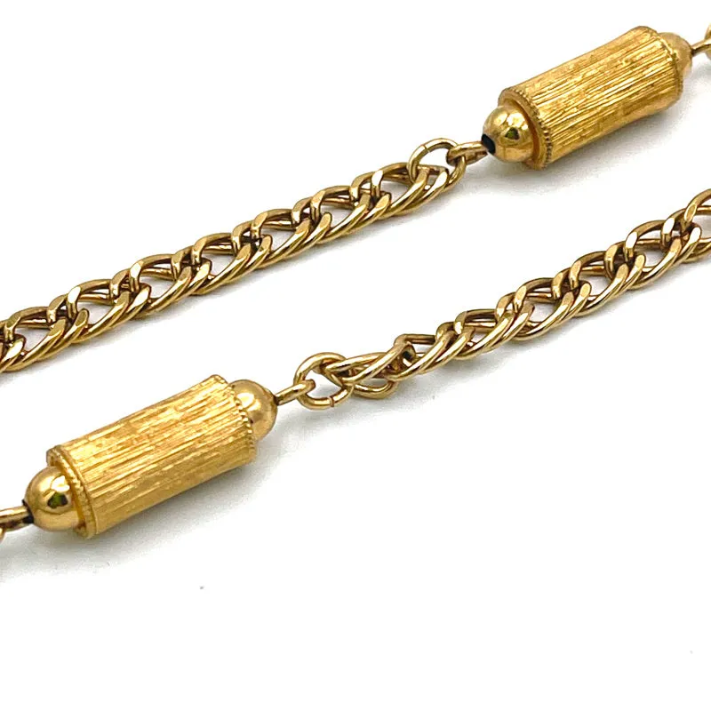Vintage Monet Gold Bamboo Bead Necklace