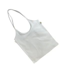 White Leather Shoulder Bag w/ Removable Crossbody Strap