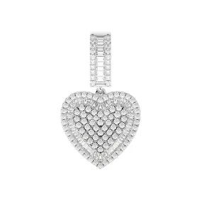 Women's Baguette & Round Cut Diamond Heart Pendant 1.29ct 14K Gold