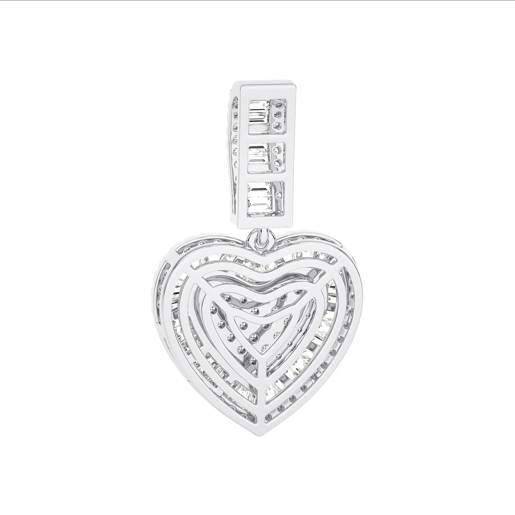 Women's Baguette & Round Cut Diamond Heart Pendant 1.29ct 14K Gold