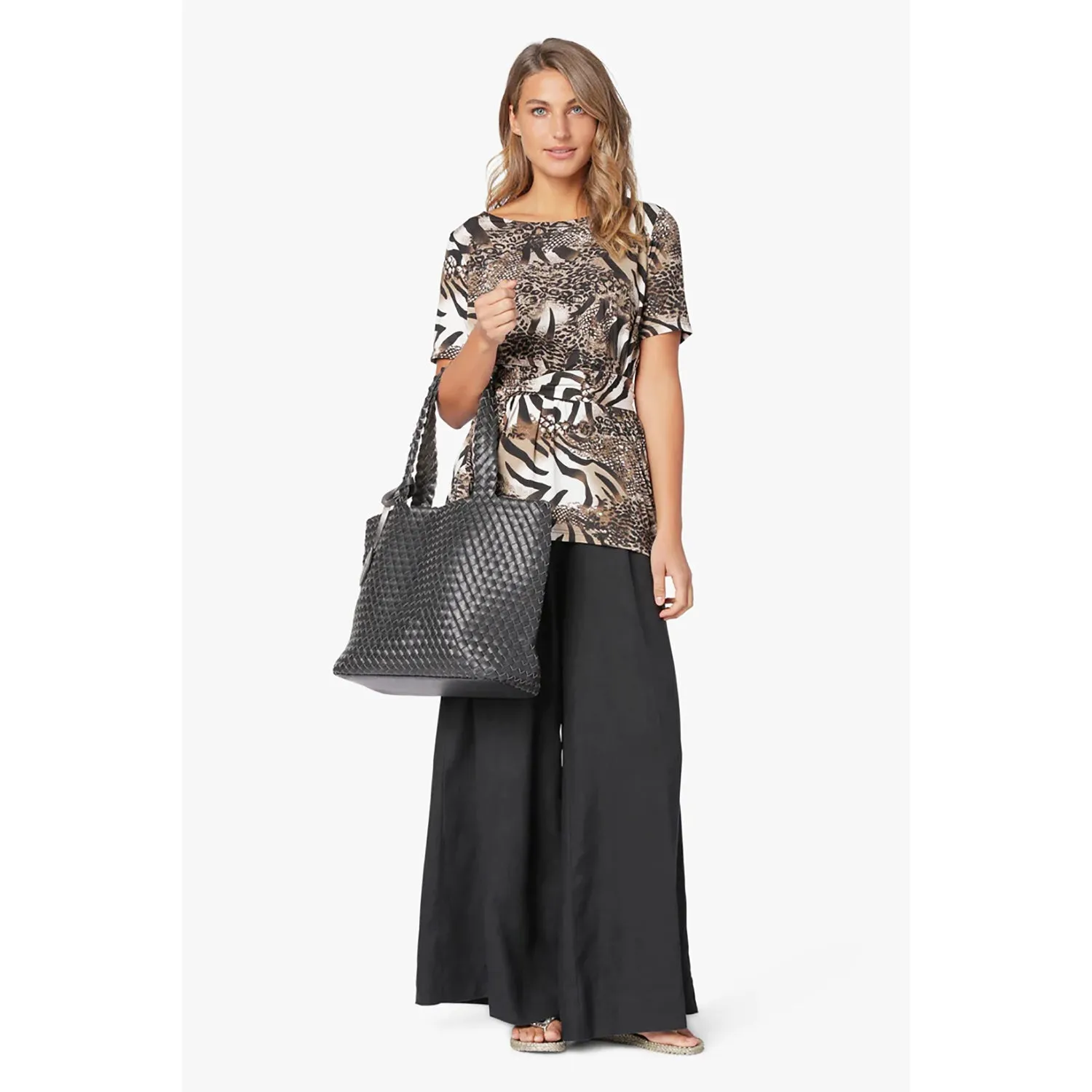 Women's Ilse Jacobsen Bag 08 Reversible Shopper Black/Gunmetal Synthetic