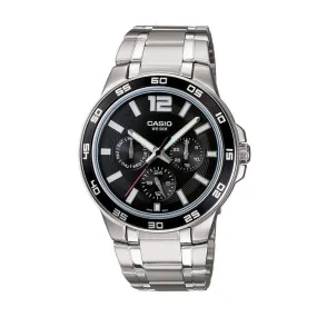 WW0086 Casio Enticer Multifunction Stainless Steel Chain Watch MTP-1300D-1AVDF