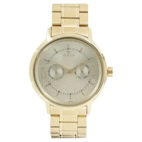 WW0217 Titan Regalia Day Date Stainless Steel Golden Chain Watch 1743YM01