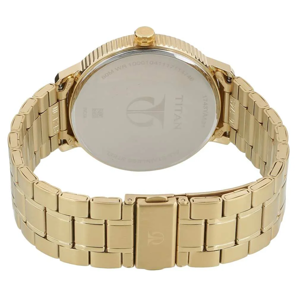 WW0217 Titan Regalia Day Date Stainless Steel Golden Chain Watch 1743YM01