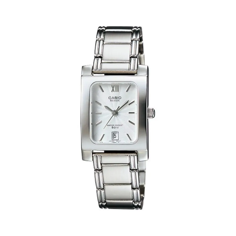 WW0295 Casio Beside Date Stainless Steel Ladies Chain Watch BEL-100D-7AVDF