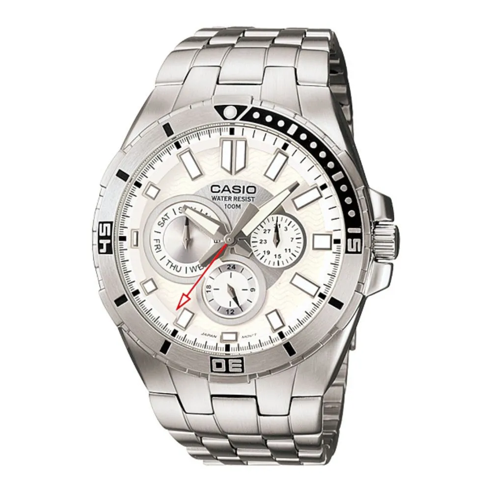 WW0365 Casio Enticer Multifunction Stainless Steel Chain Watch MTD-1060D-7AVDF