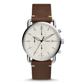 WW0743 Fossil Commuter Chronograph Navy Leather Belt Watch FS5402