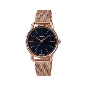 WW1454 Casio Enticer Pink Gold Ladies Stainless Steel Mesh Chain Watch LTP-E412MPG-1ADF
