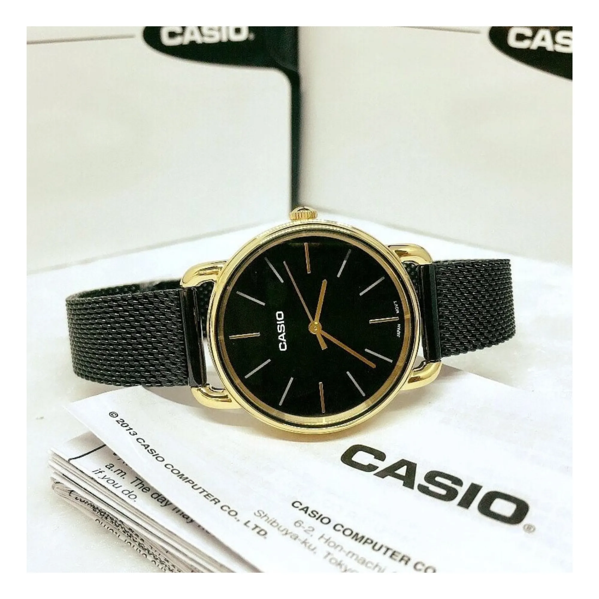 WW1455 Casio Enticer Ladies Stainless Steel Mesh Chain Watch LTP-E412MGB-1ADF