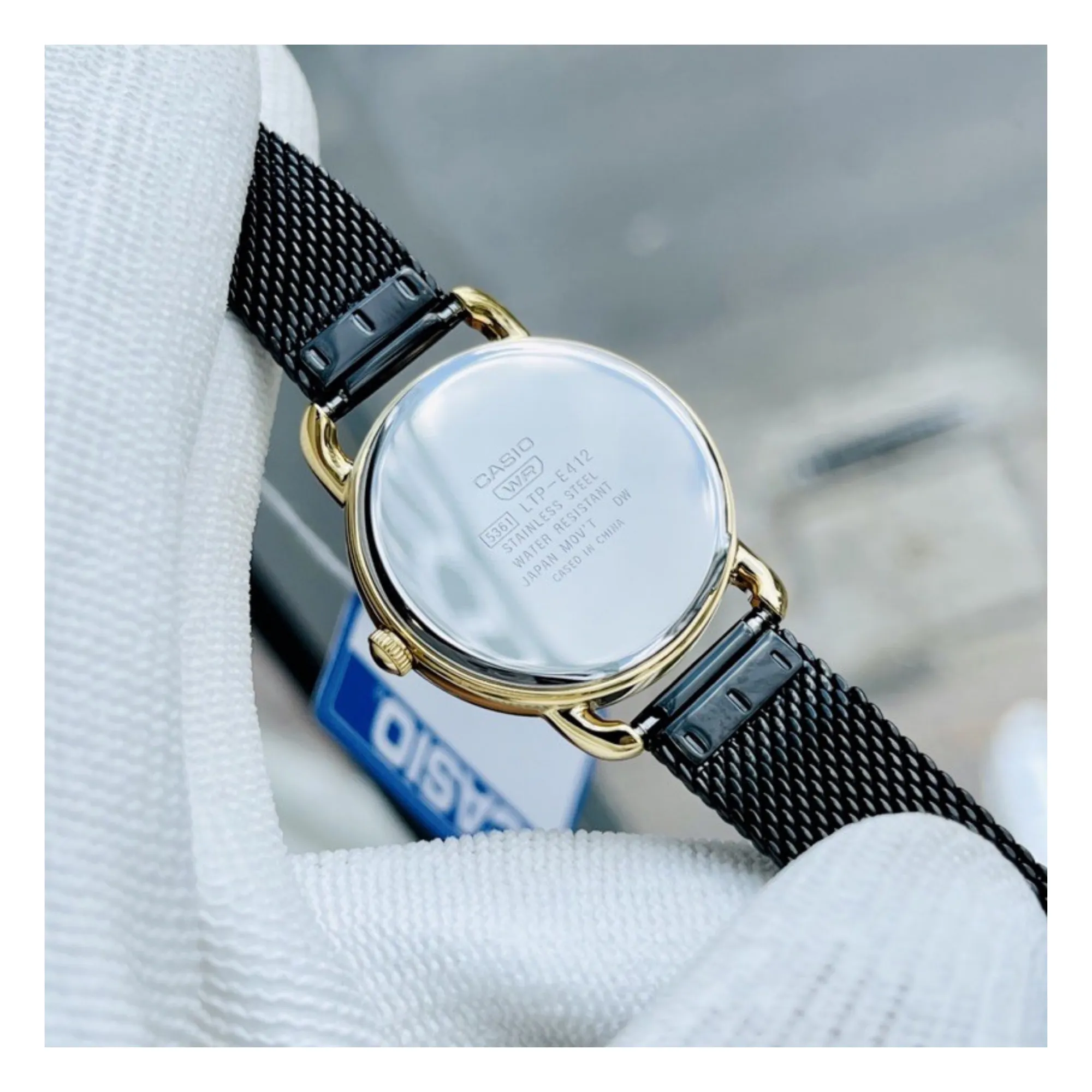 WW1455 Casio Enticer Ladies Stainless Steel Mesh Chain Watch LTP-E412MGB-1ADF