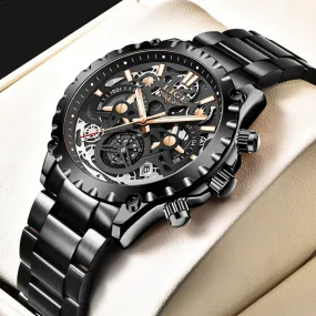 WW1749 Lige Chronograph Stainless Steel Black Chain Watch 8950