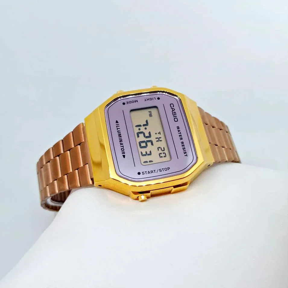 WW1880 Casio Vintage Illuminator Digital Golden Chain Watch A168WECM-5DF