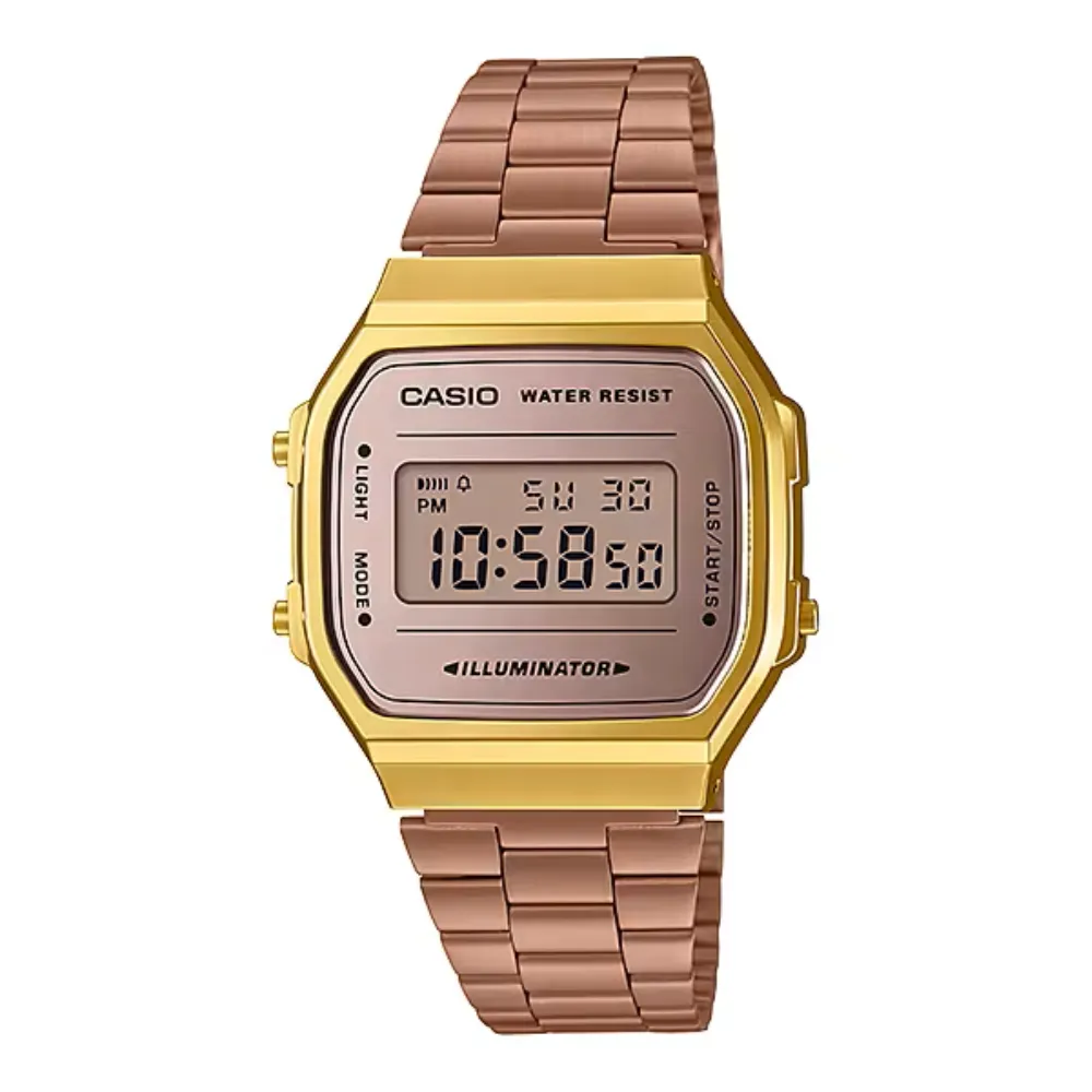 WW1880 Casio Vintage Illuminator Digital Golden Chain Watch A168WECM-5DF