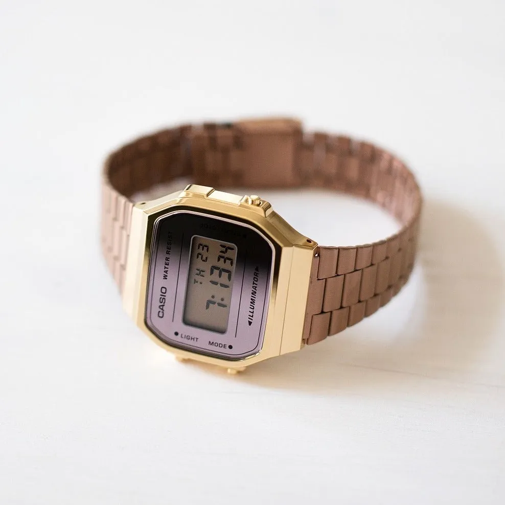 WW1880 Casio Vintage Illuminator Digital Golden Chain Watch A168WECM-5DF