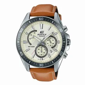 WW2013 Casio Edifice Chronograph Stainless Steel Leather Belt Watch EFR-552L-7AVUDF