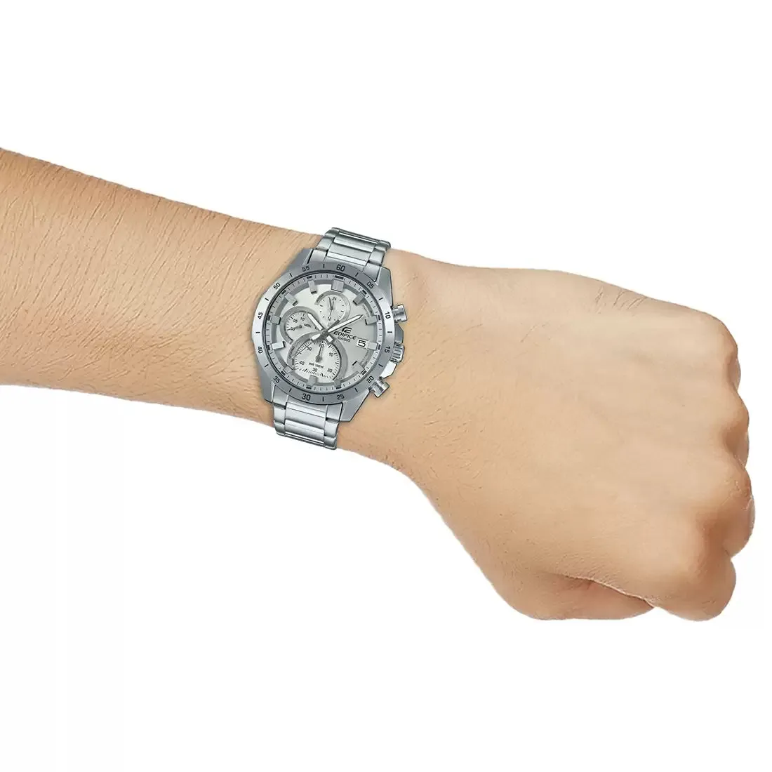 WW2067 Casio Edifice Chronograph Stainless Steel Silver Chain Watch EFR-571MD-8AVUDF