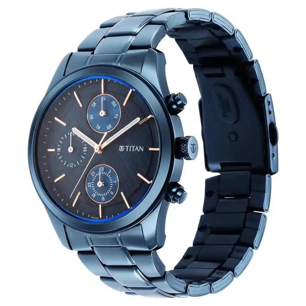 WW2163 Titan Workwear Multifunction Blue Chain Watch 1805QM01
