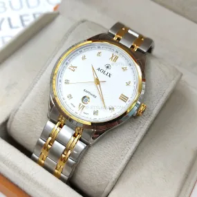 WW2181 Aolix Date Stainless Steel Two Tone Chain Watch AL9166G