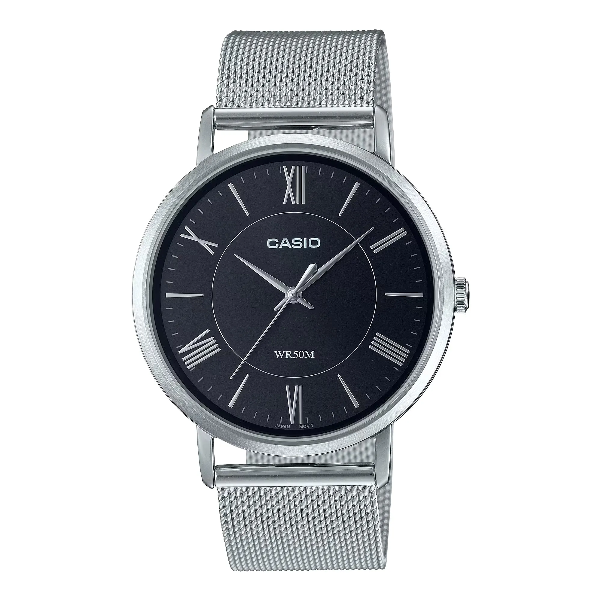 WW2210 Casio Standard Stainless Steel Silver Mesh Chain Watch MTP-B110M-1AVDF