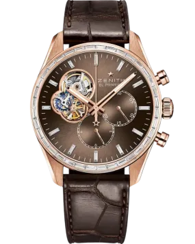 Zenith EL Primero Chronomaster Chronograph 18K Rose Gold & Diamonds Men's Watch