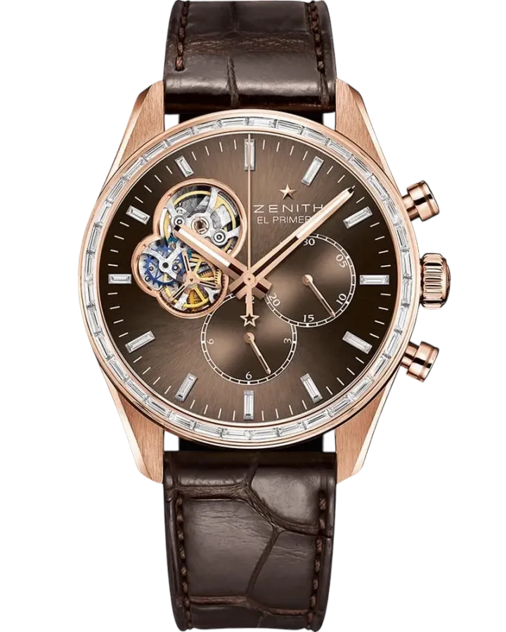 Zenith EL Primero Chronomaster Chronograph 18K Rose Gold & Diamonds Men's Watch