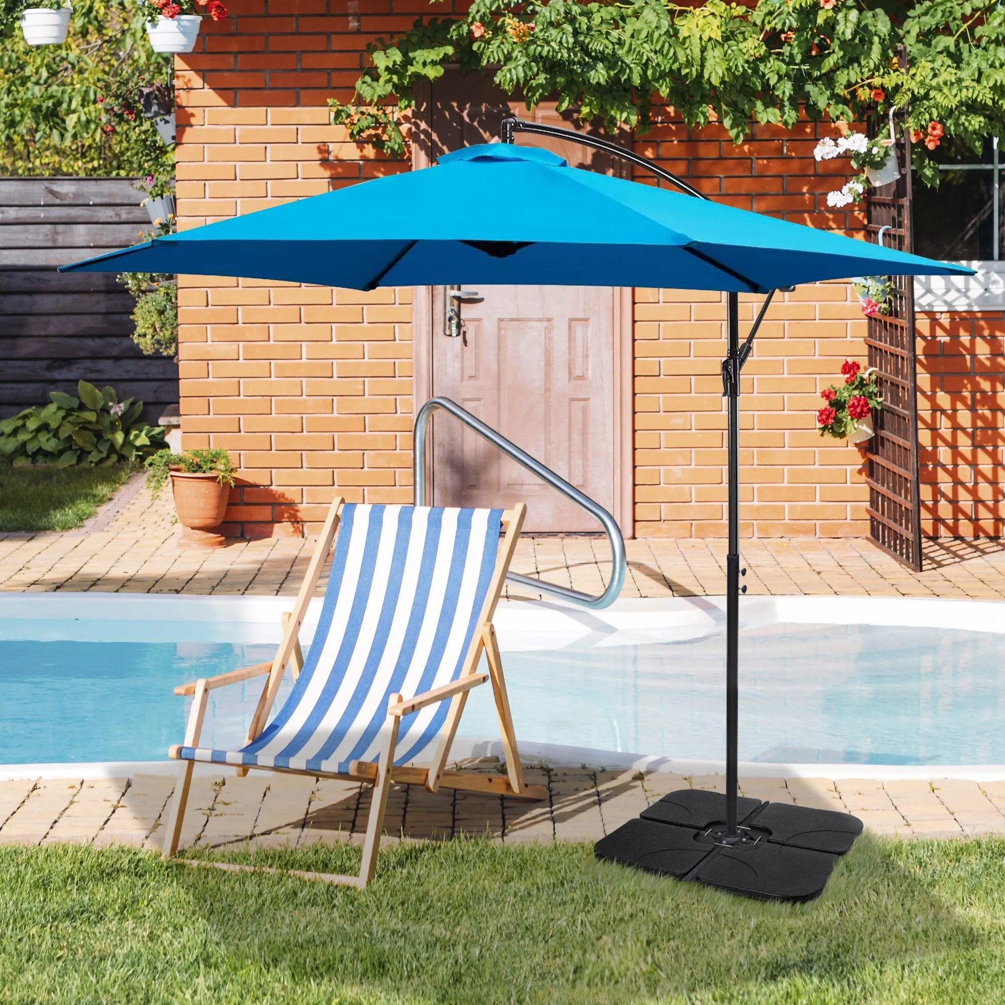 ZENY™ Offset Umbrella Base Heavy Duty Umbrella Stand 4-Pcs for Patio Cantilever Offset Umbrella